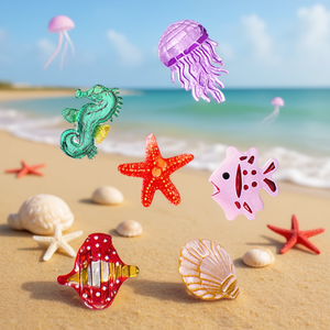 Pinces à cheveux N Conch Claw 6 cm en résine, motif vie marine, dessin animé, pour femmes, décontractées, en sachet OPP - Product Image 2