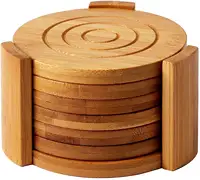6 adet özel Logo bambu tepsi kupa Coaster bambu bardak altlığı seti içecekler