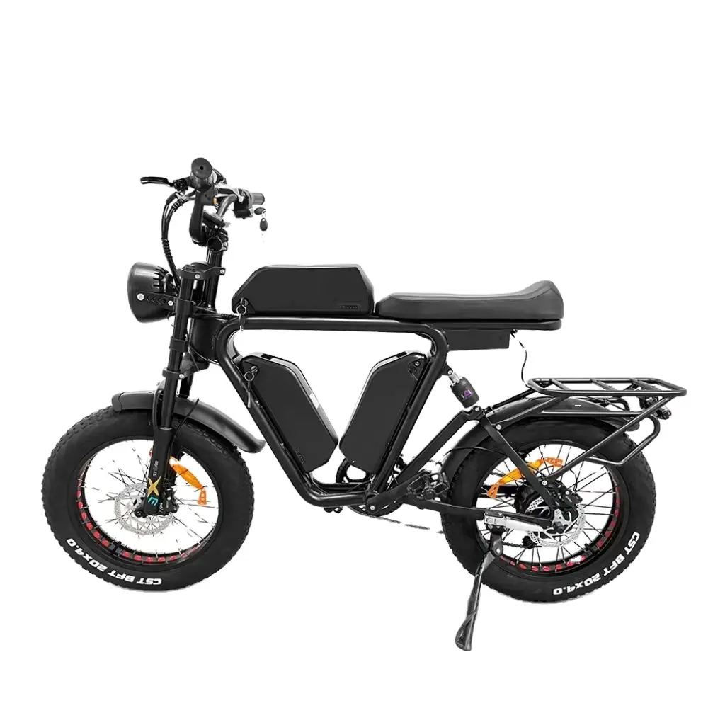 Yeasion Fat Tire eBike 1000W 52V Electric Mountain Bike 7 Speeds Full Suspension Hydraulic Disc Brake Ebike Three Battery E-bike