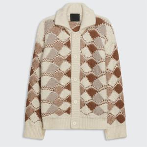 Cardigan da Uomo Oversize Personalizzato con Bottoni, Maglione Jacquard in Cotone a Blocchi di Colore - Product Image 5