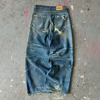 DiZNEW 2025 Jean Taille Haute Baggy pour Garçons Coupe Slim Délavé Léopard Imperméable en Jean Souple Coupe Crayon Grande Taille Bleu