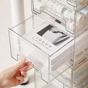 Refrigerator <strong>Storage</strong> Box With Push-pull Cosmetics <strong>Stacked</strong> <strong>Drawer</strong> <strong>Storage</strong> Box Office Multi-layer Desktop Mask Organizer Box - Product Image 5