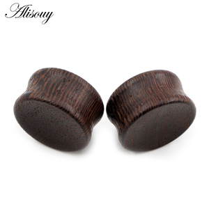 Alisouy 2 pezzi 6-22mm legno doppio svasato orecchio espansore carne tunnel tappi misuratori barella Extender orecchini Piercing gioielli - Product Image 5