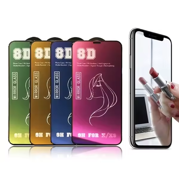 8D Mirror Glass Factory Wholesale for iphone 16/15 Screen Protector 9h 2.5d Tempered Glass for iphone Samsung Infinix Huawei