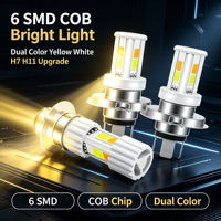 Ampoule de phare LED COB-6SMD H7 H11 Jaune Blanc Double Couleur Feux de Croisement et de Route Feux Antibrouillard