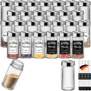 Set di 30 pezzi di vetro rotondo contenitore di spezie erba con coperchio in acciaio inox e spezie <span class=keywords><strong>etichette</strong></span> - Product Image 1