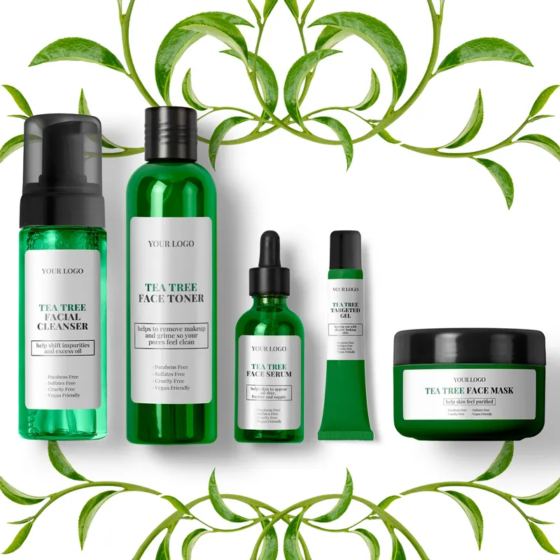 Organic tea tree anti acne skin care set private label acne treatment skin care set (new)