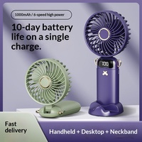 Ventilateur de bureau USB mini portable pour garage, ventilateur de refroidissement portatif, ventilateurs de cou portables pour la maison, six vitesses de vent réglables