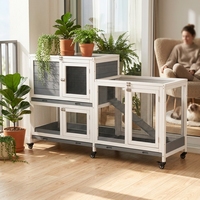 Nichoir à lapins en bois massif pour intérieur avec design ventilé, portes faciles d'accès, espace de repos fermé et confortable