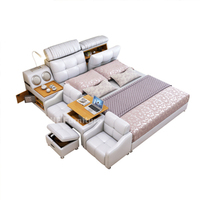 Luxus moderne Smart Super King Size Leder Aufbewahrung Multifunktion ale Bett rahmen Schlafzimmer Set