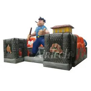 Huge warden inflatable fun city prison theme big jumping castle bounce house indoor play for kids outdoor play