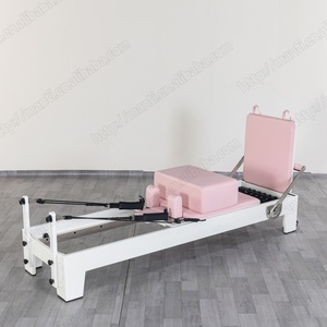<span class=keywords><strong>Pink</strong></span> Leather Oak Gym Studio Fitness Pilates Reformer Training Core <span class=keywords><strong>Bed</strong></span> para la venta, adecuado para uso doméstico y en estudio - Product Image 2