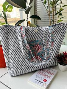 Sacs fourre-tout matelassés en coton pour femmes, motif léopard, logo personnalisé imprimé, pour l'été et l'automne, utilisation plage, fermeture ouverte, sac à bandoulière - Product Image 3