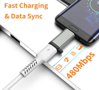 USB C ke Micro B 2.0 Pengisian Daya & Sinkronisasi Data Kompatibel dengan Samsung Galaxy S7 S6 J7 Note 5 Kindle Ps4 dan Lainnya - Abu-abu