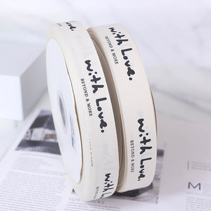 Cinta de espiga de algodón 100% personalizada con nombre de marca impreso, de 10-38 mm de ancho, rollo de doble cara para embalaje de regalos y textiles del hogar - Product Image 5