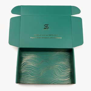 Цифровая печать, индивидуальный дизайн, золотая фольга, гофрированная упаковка для косметики, складная почтовая коробка для сыворотки для ухода за кожей, зеленая, с возможностью складывания - Product Image 4