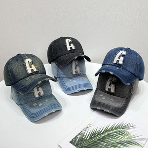 Casquettes de baseball personnalisées de haute qualité pour adultes, en coton denim, style vintage délavé, avec anneau en métal et logo brodé - Product Image 2