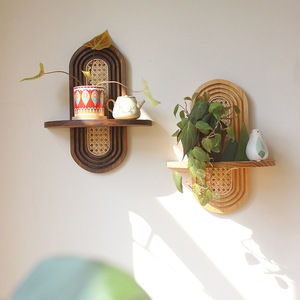 Étagère murale à un niveau en <span class=keywords><strong>bois</strong></span> massif de style moderne avec <span class=keywords><strong>petite</strong></span> étagère pour plantes en pot - Product Image 2