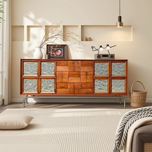 Meuble TV en bois de frêne style vintage, unité de rangement pour salon, sur pied ou mural - Product Image 1