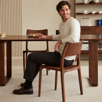 Chaise de salle à manger en bois massif MULIGNA, dossier en bois avec découpe, design ouvert, pour cuisine, restaurant, café, style nordique, chaise d'appoint pour la maison