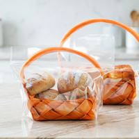 Sachet de boulangerie personnalisé en PE transparent avec fermeture zip et fenêtre transparente, idéal pour les toasts, croissants et scones