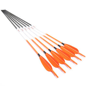Flèches d'arc composé de tir à l'arc recurve, colonne vertébrale de couleur orange 500 flèches en carbone pur flèches de tir en plumes réelles - Product Image 2