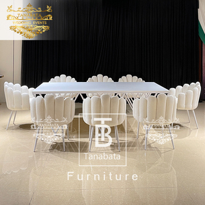 Silla de comedor de boda de terciopelo con diseño en forma de dedo con patas de <span class=keywords><strong>metal</strong></span> blanco - Product Image 4