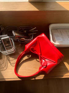 New retro bow <b>handbag</b> shoulder bag <b>red</b> women's autumn and winter large capacity bucket bag - Product Image 4