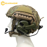 Casque de protection auditive EARMOR avec réduction de bruit électronique et communication, adaptateur pour rail de casque tactique