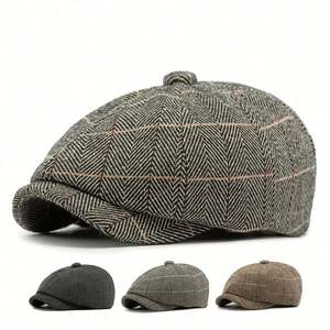 Béret Octogonal Vintage à Carreaux pour Femme et Homme – Casquette Gavroche Hiver – Chapeau de Peintre - Product Image 4