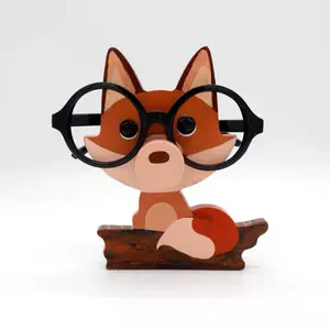 Lunettes en forme d'animaux mignons en bois porte-lunettes de soleil étagère décoration de la maison pour la maison, le bureau, le bureau