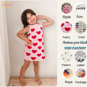 Vestito per Bambina in Morbidissimo Cotone 100% con Cuori, Lavorato a Maglia, per Primavera e Autunno - Product Image 1