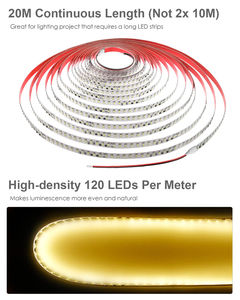 Tiras de Luces LED IP65 2835, Tira de LED SMD de 0.2W/LED, 60-120 LED, DC12V 24V, Bombilla LED Regulable, Tira de LED de 20M, Tiras LED RGB - Product Image 5