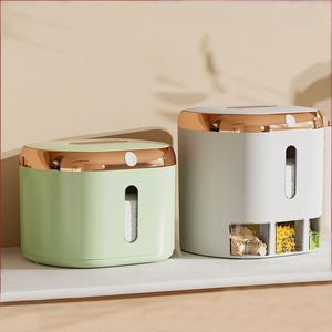 Vente en gros Récipient pour aliments polyvalent 3 grilles Boîte à grains sèche Bin en plastique scellé Seau de stockage de riz ménager - Product Image 2