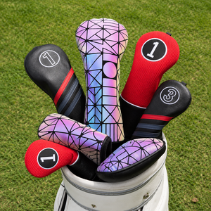 Housse de protection pour tête de club de <span class=keywords><strong>golf</strong></span> en <span class=keywords><strong>bois</strong></span>, brodée main, motif classique vintage, fermeture magnétique, pour mallet et blade - Product Image 2