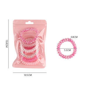 Couleur bonbon 5 pièces Transparent élastique en plastique <span class=keywords><strong>spirale</strong></span> cheveux cravates ensemble femmes queue de cheval sans pli bobine téléphone cordon cheveux <span class=keywords><strong>chouchou</strong></span> - Product Image 2