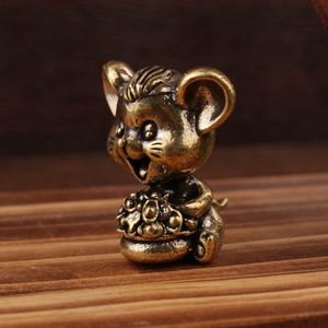 รูปปั้นหนูนำโชคทองเหลืองรูปสัตว์ประดับโต๊ะตกแต่งบ้านปีใหม่จีน - Product Image 2