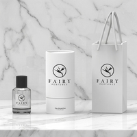 Vente en gros de flacons de parfum en verre vides de haute qualité, 50 ml, avec boîte cadeau blanche et sac en papier