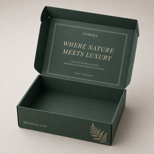 Boîte d'expédition personnalisée en carton ondulé kraft auto-scellante, vert émeraude, avec impression dorée, pour emballage cosmétique et soins de la peau, à fermeture par rabat - Product Image 2