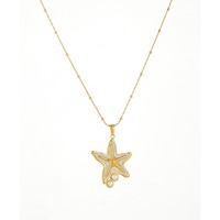 Collar de Estrella de Mar con Incrustaciones de Perlas Elegante de la Serie Océano para Mujer, Delicioso Regalo de Verano, Joyería con Temática Marina al por Mayor TGXL14856