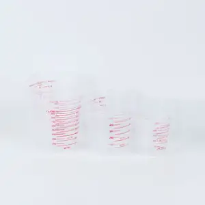 High Quality PP Double Scale 3 Pieces Measuring Cup Set Clear Measuring Cups With Chain