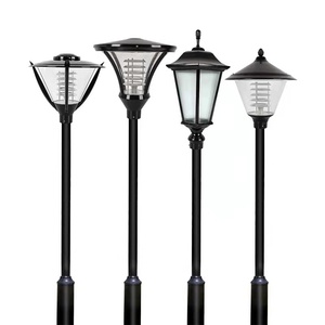 Farola de Jardín de Hierro para Exteriores con Pantalla de Vidrio LED, Luz Blanca Cálida de 2700K, IP66, Bombilla A19 No Desmontable, AC 220V, Sensor de Movimiento, Energía Solar - Product Image 4