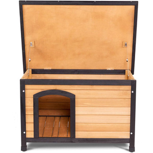 Grande niche pour <span class=keywords><strong>chien</strong></span> en bois intérieur/extérieur toit à charnières pieds réglables conception résistante aux intempéries petits grands chiens patio cabane en rondins abri pour animaux de compagnie - Product Image 3