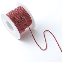 Chaîne de strass thermocollants 3MM en gros d'usine, garniture de strass en tube rond, fil de coton perlé pour embellissement de robes et de chaussures