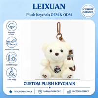 Porte-clés Ours Blanc Assis Mignon en Peluche Douce et Moelleuse, Pendentif Décoratif avec Mousqueton Marron, Cordon pour Sac à Dos, Cadeau