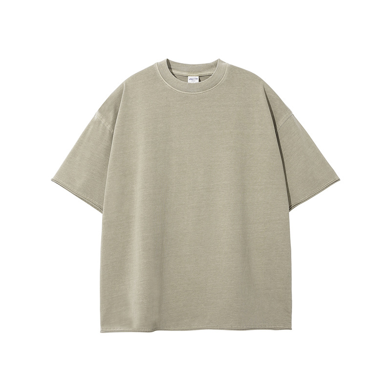 [ ] Vintage Wash Print T-Shirt ★大人気★ Fried Snowflakes Streetwear Unisex Heavyweight Drop Shoulder