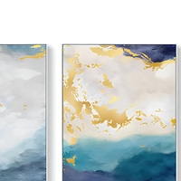 Peinture à l'huile abstraite dorée, paysage abstrait, peinture à la main sur toile, œuvre d'art encadrée, décoration murale pour salon
