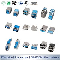 Connecteur USB 3.0 3.1 Type A 6 broches 9 broches 16 broches 24 broches, Prise femelle USB, Interface de connecteur USB Type C pour PCB