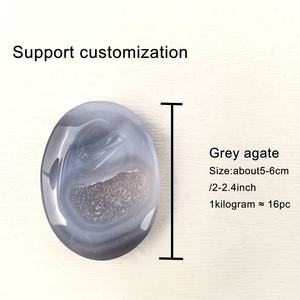 Commercio all'ingrosso naturale <span class=keywords><strong>quarzo</strong></span> lucido cristallo <span class=keywords><strong>grigio</strong></span> agata pietra di palma per la casa decorativi artigianato curativo - Product Image 3