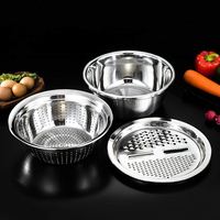 Panier égouttoir multifonction 3-en-1 en acier inoxydable fin avec dénoyauteur de cerises pour le lavage des légumes, des fruits et des nouilles